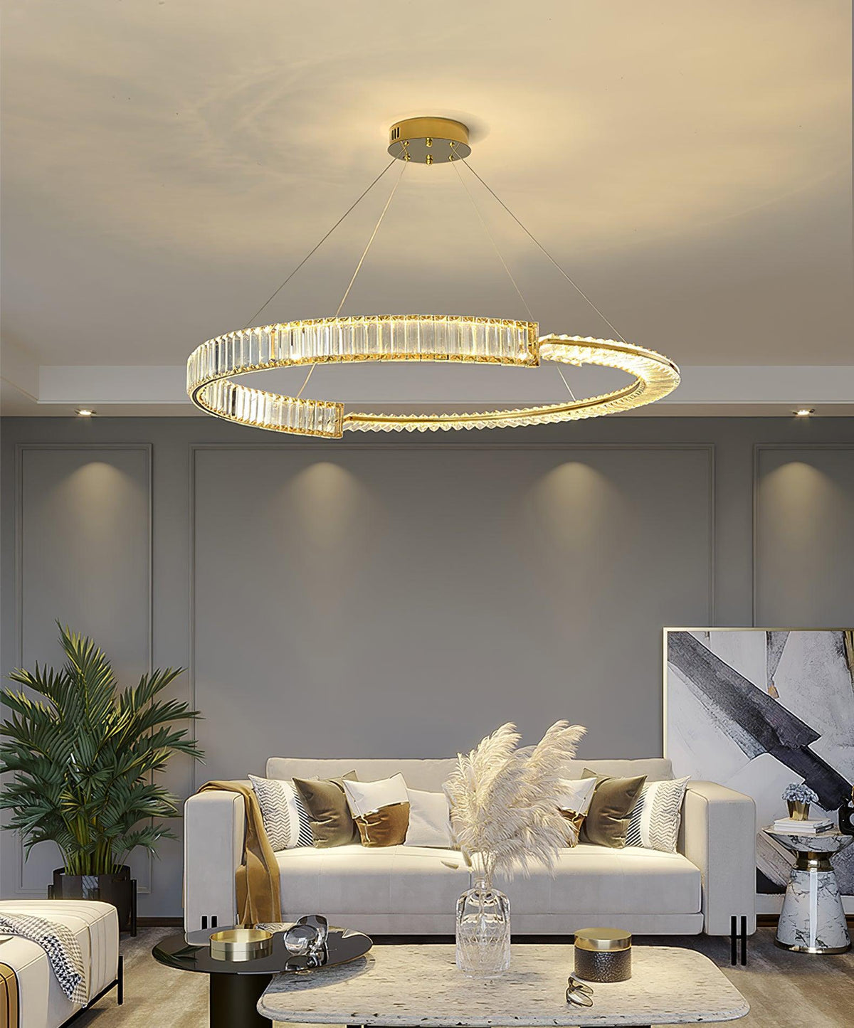 Cyrerira Stella LED-krystalkrone med ring