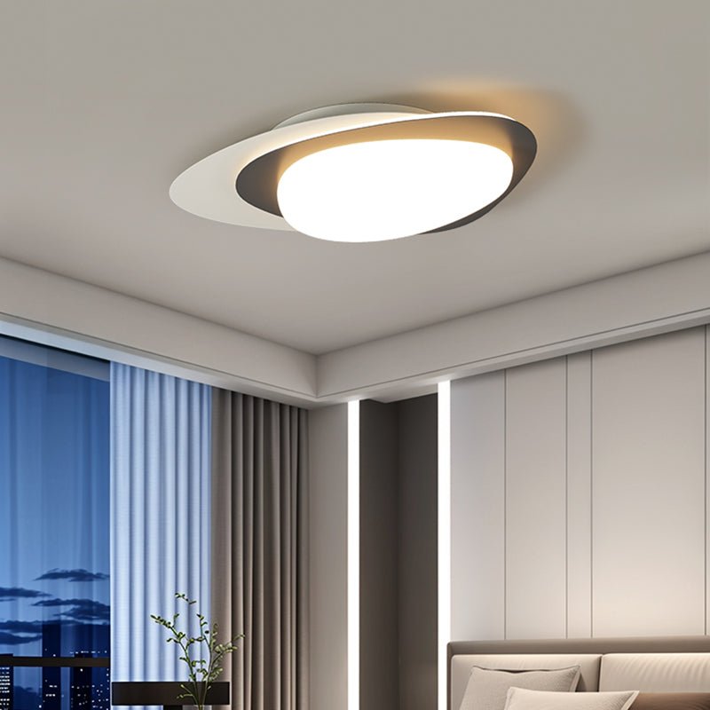 Candeeiro de teto Fuji oval orgânico em nogueira com LED