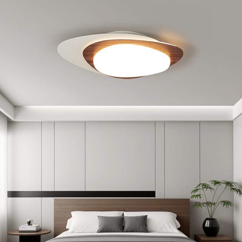 Candeeiro de teto Fuji oval orgânico em nogueira com LED