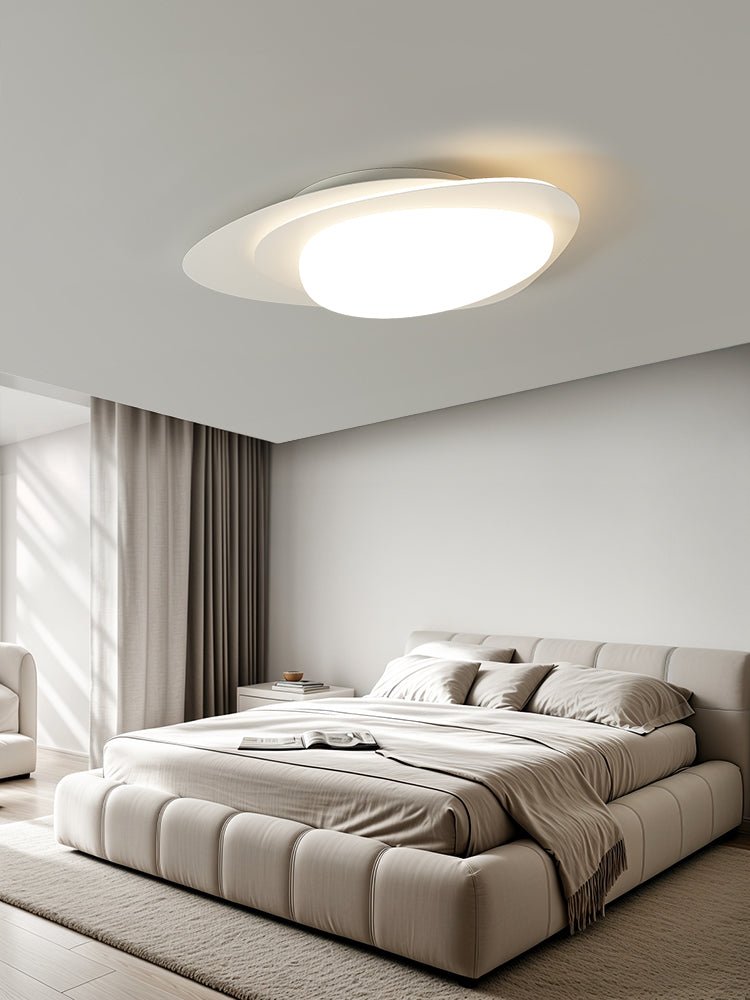 Candeeiro de teto Fuji oval orgânico em nogueira com LED