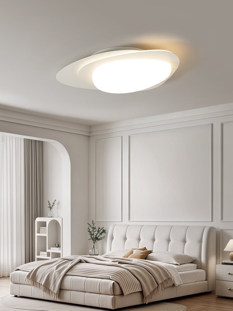 Candeeiro de teto Fuji oval orgânico em nogueira com LED