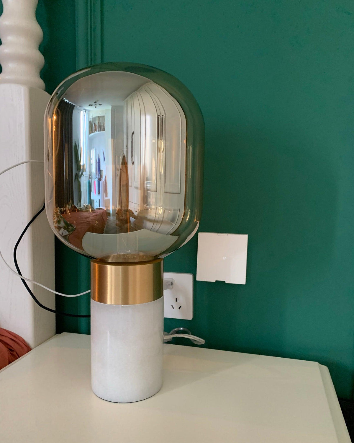 Candeeiro de secretária minimalista Aurdoren em mármore e vidro