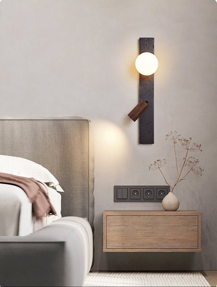 Nirv Beam modern vägglampa i svart travertin