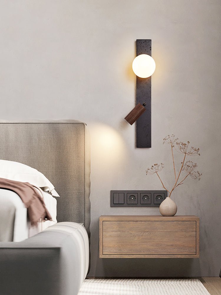 Nirv Beam modern vägglampa i svart travertin