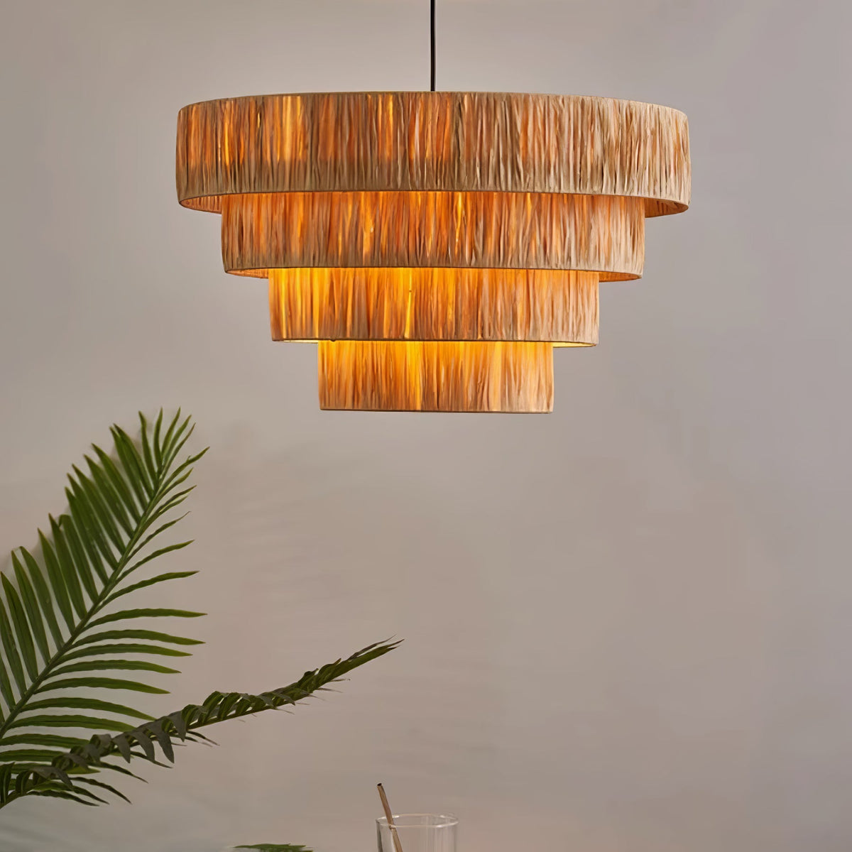 Thyra traditionell retro-pendellampa i halm