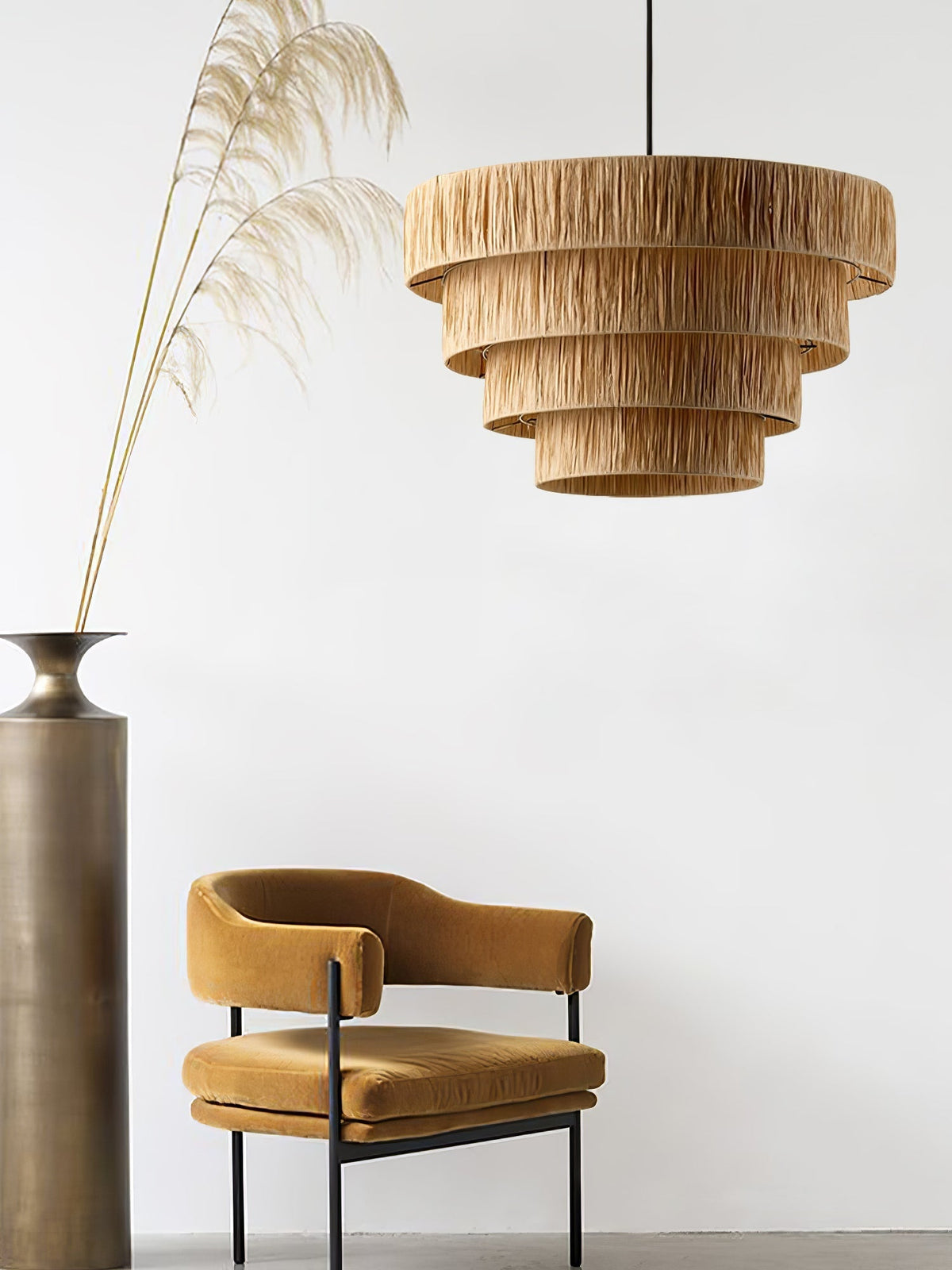 Thyra traditionell retro-pendellampa i halm