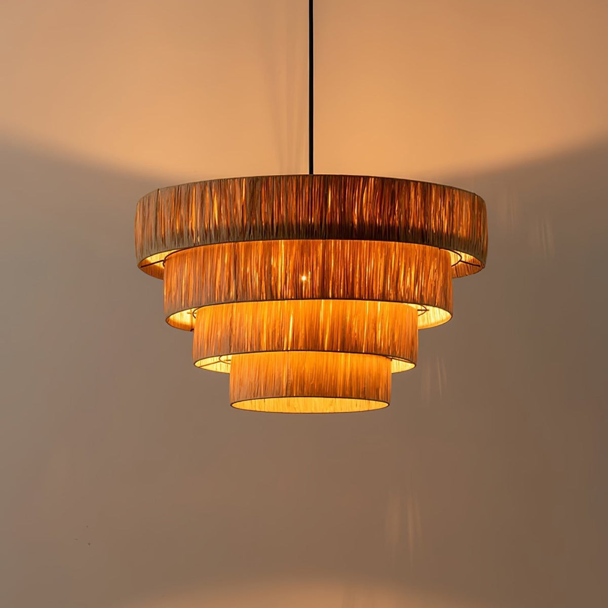 Thyra traditionell retro-pendellampa i halm