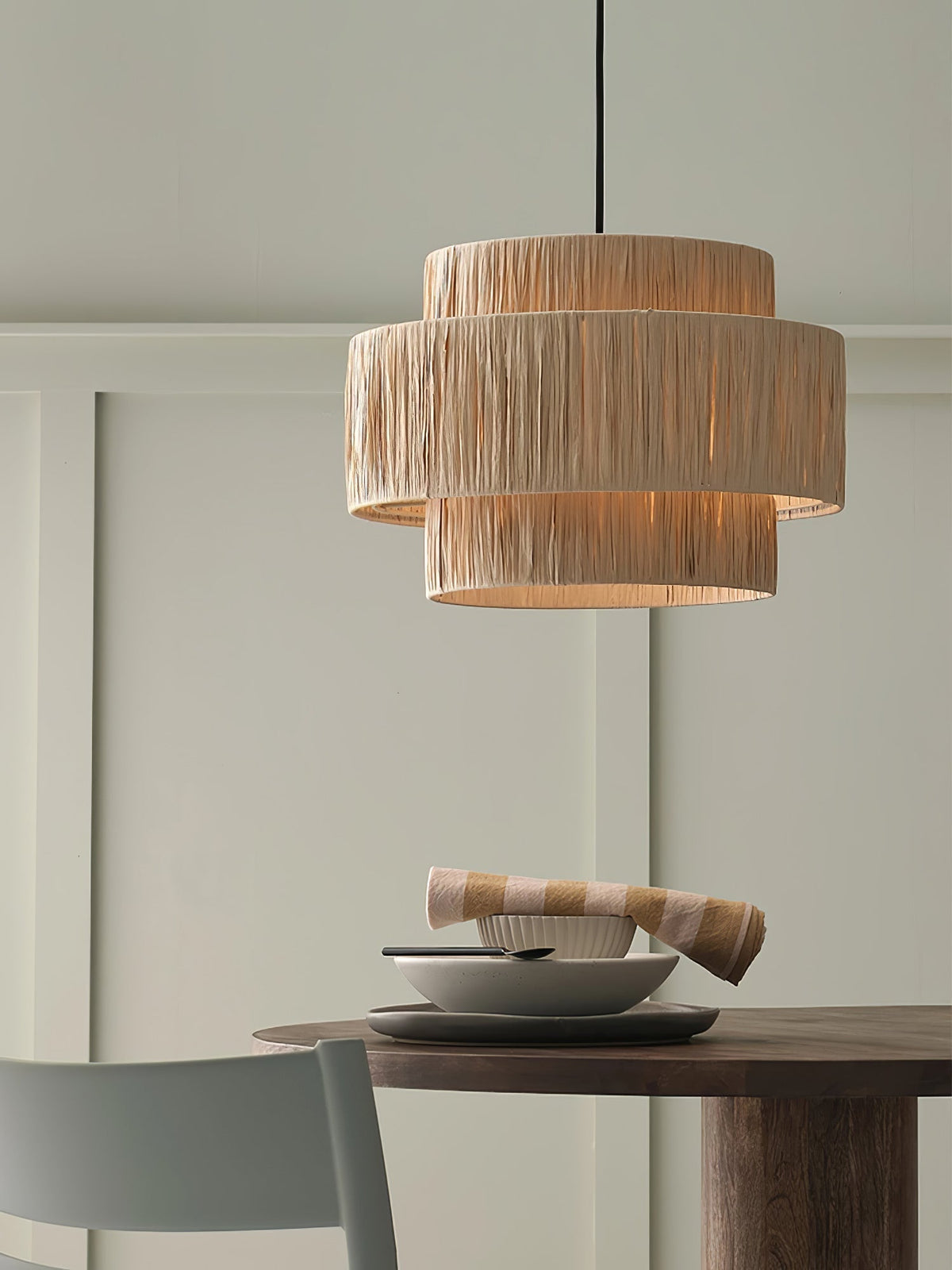 Thyra traditionell retro-pendellampa i halm