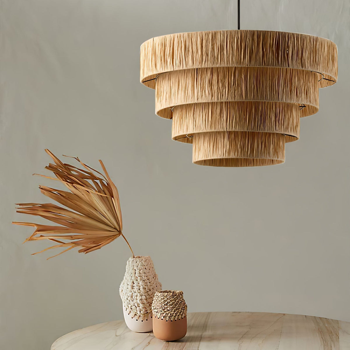 Thyra traditionell retro-pendellampa i halm