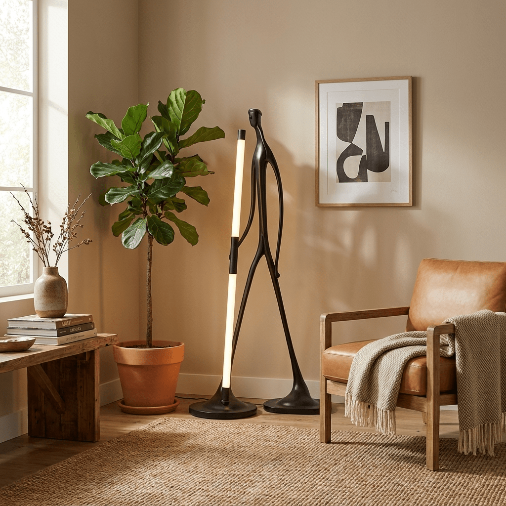 Gulvlampe med skridtfigur