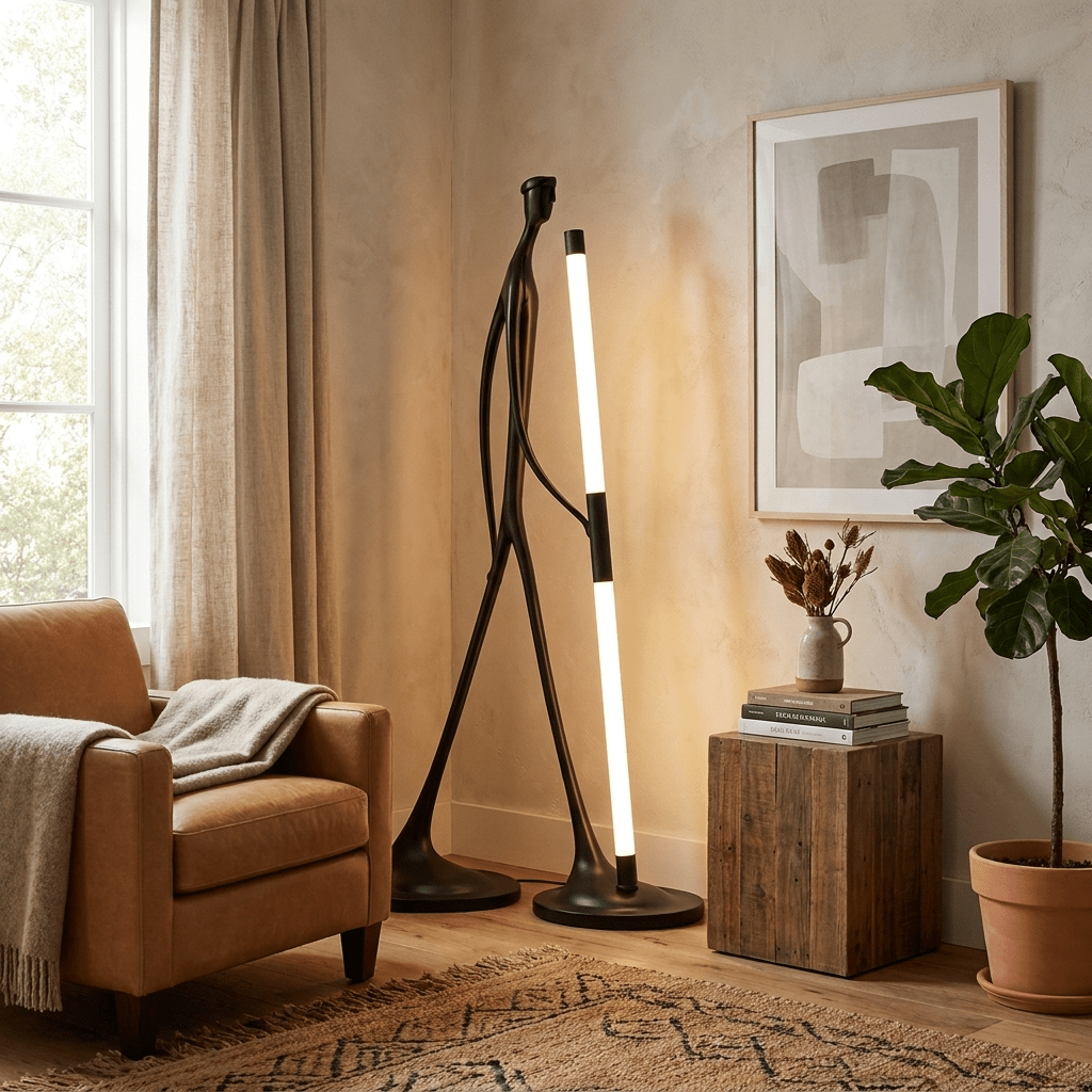 Gulvlampe med skridtfigur