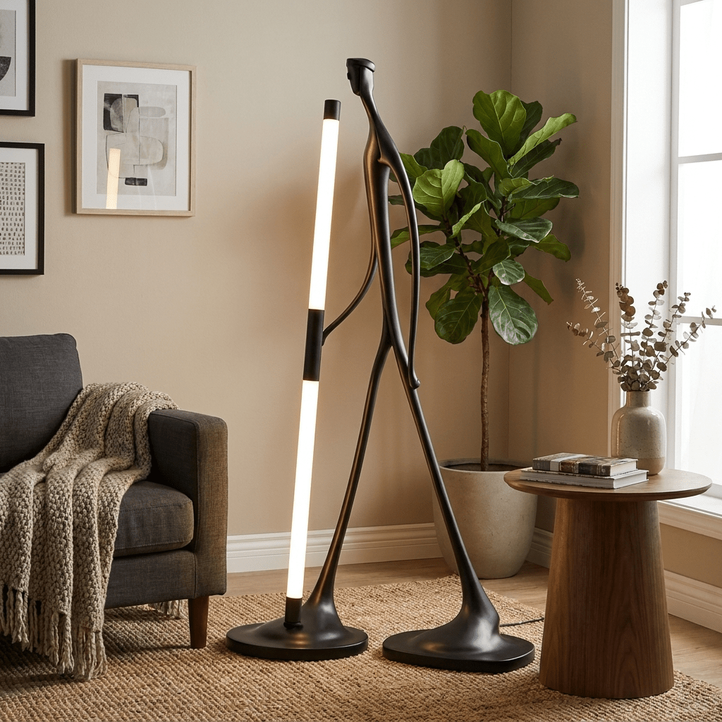 Gulvlampe med skridtfigur