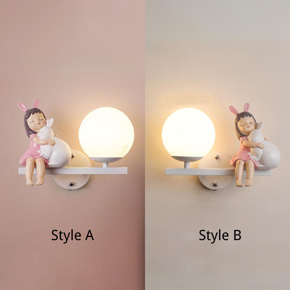 Aria moderne væglampe i metal/glas, hvid og pink