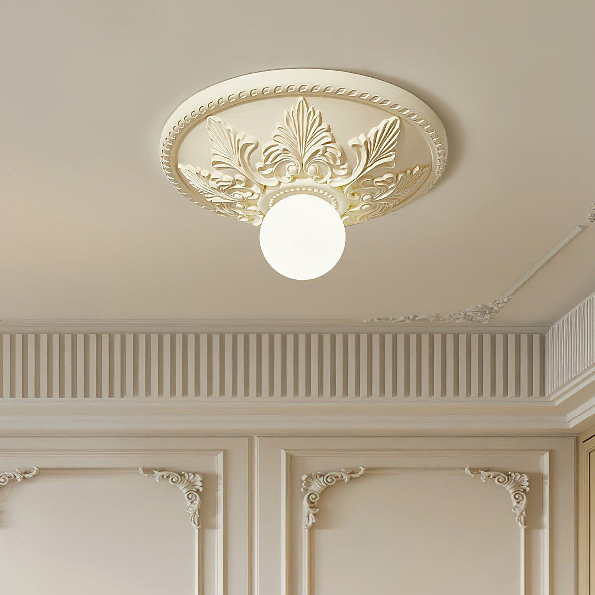 Taklampa Takkåpa i harts Glaskupa Klassisk Ornamental