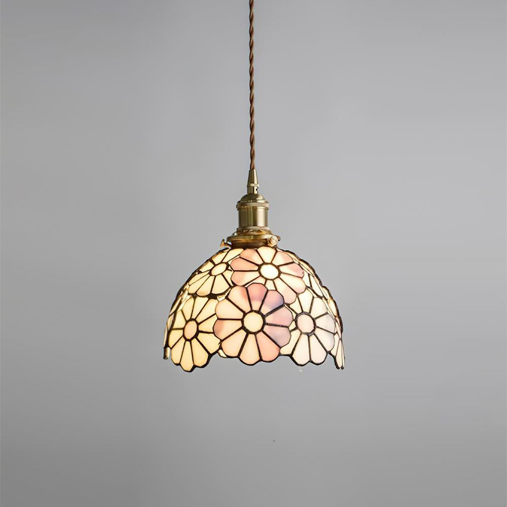 Blåklokke-pendellampe med blomstermotiv