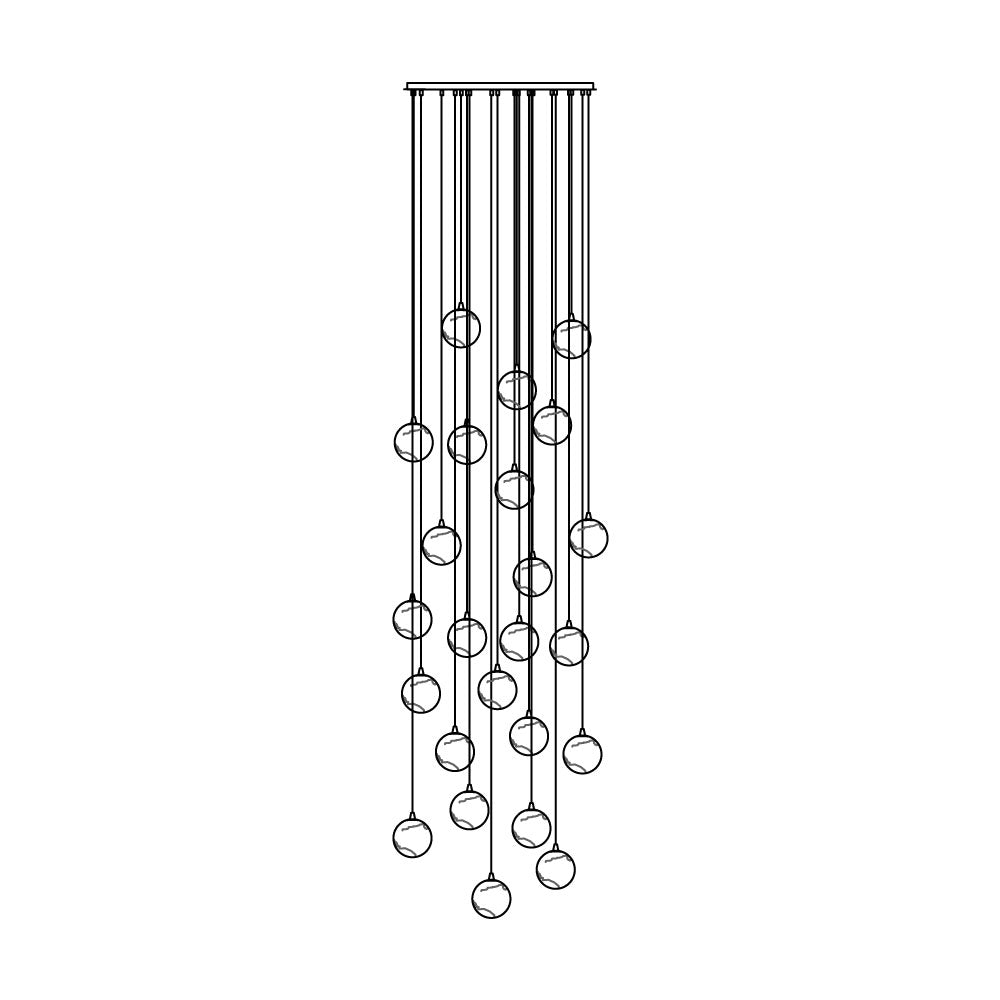 Candelabro Sultana, cascata de orbes em alabastro