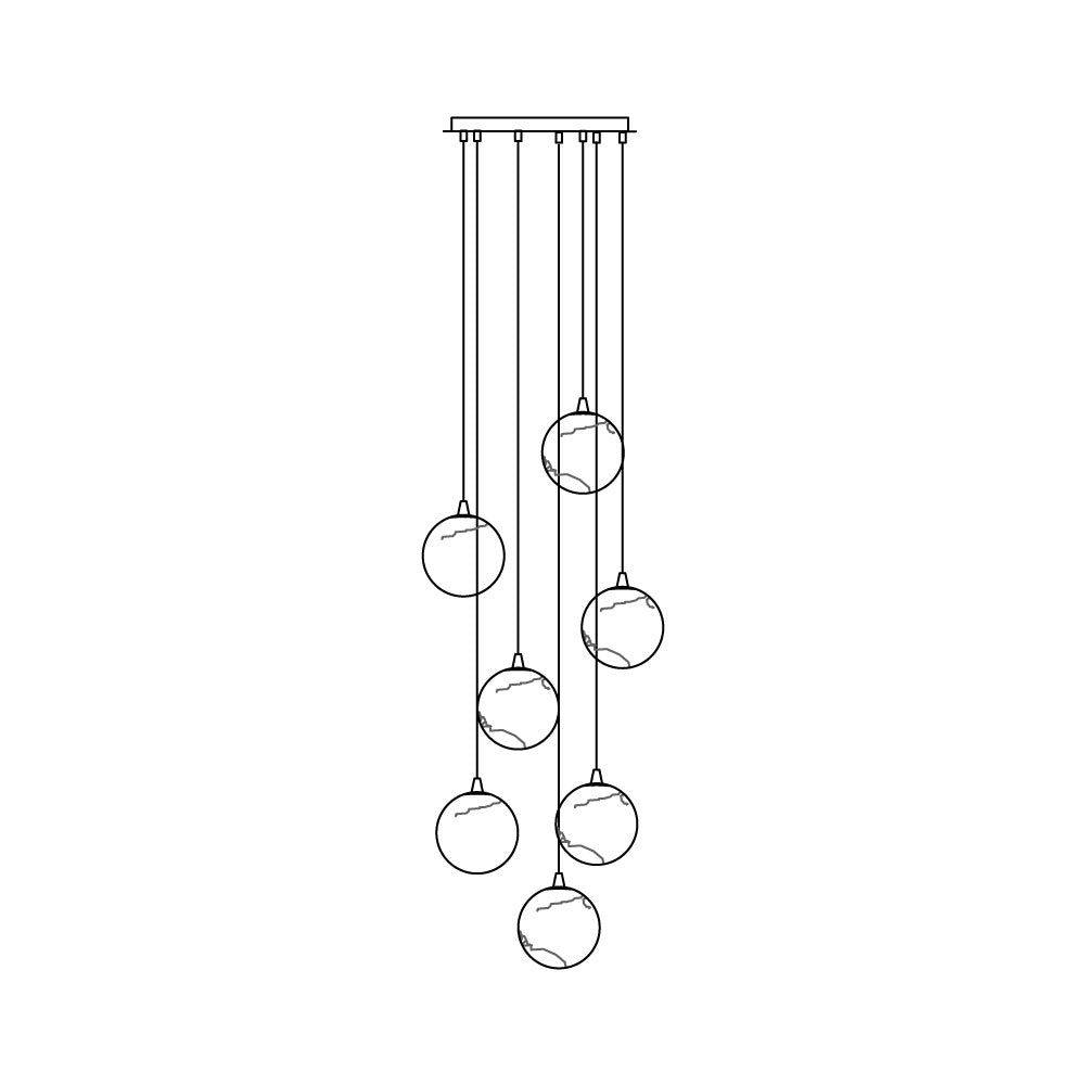 Candelabro Sultana, cascata de orbes em alabastro
