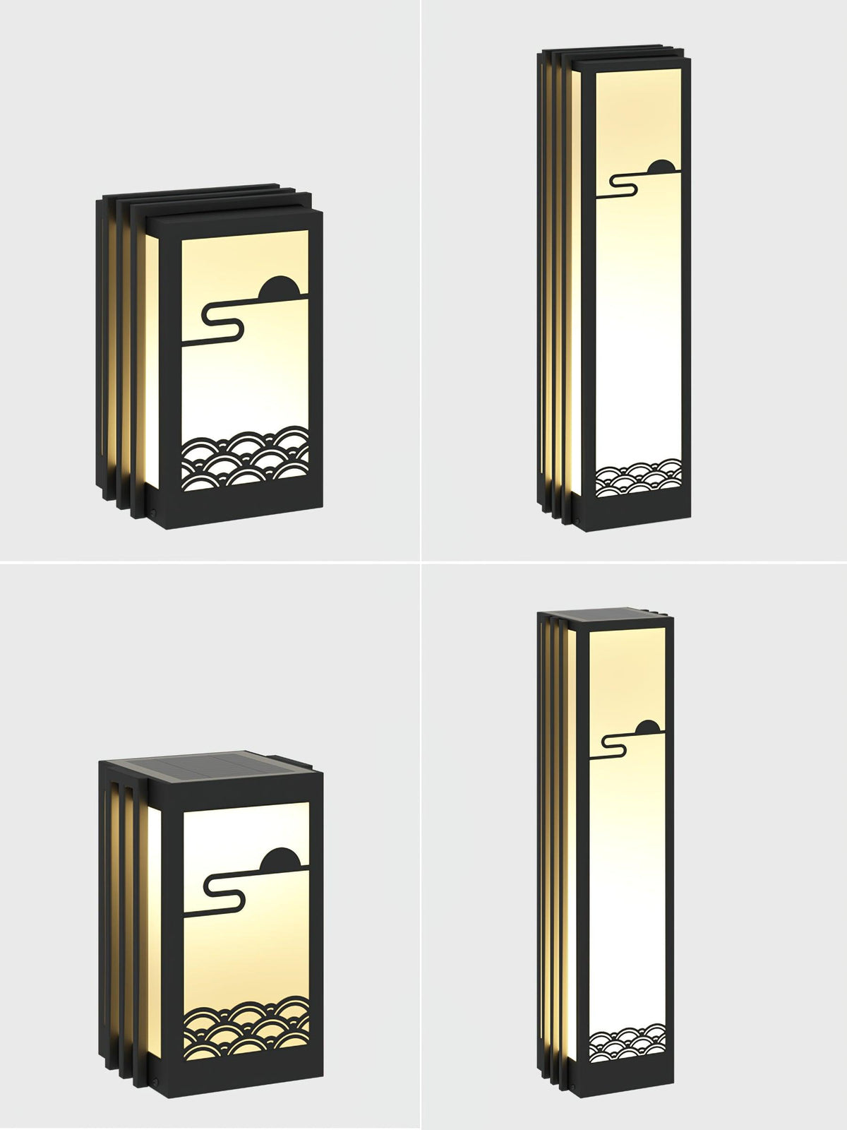Rivenena rektangulär utomhusbelysning med soluppgångsmönster, minimalistisk, trädgård
