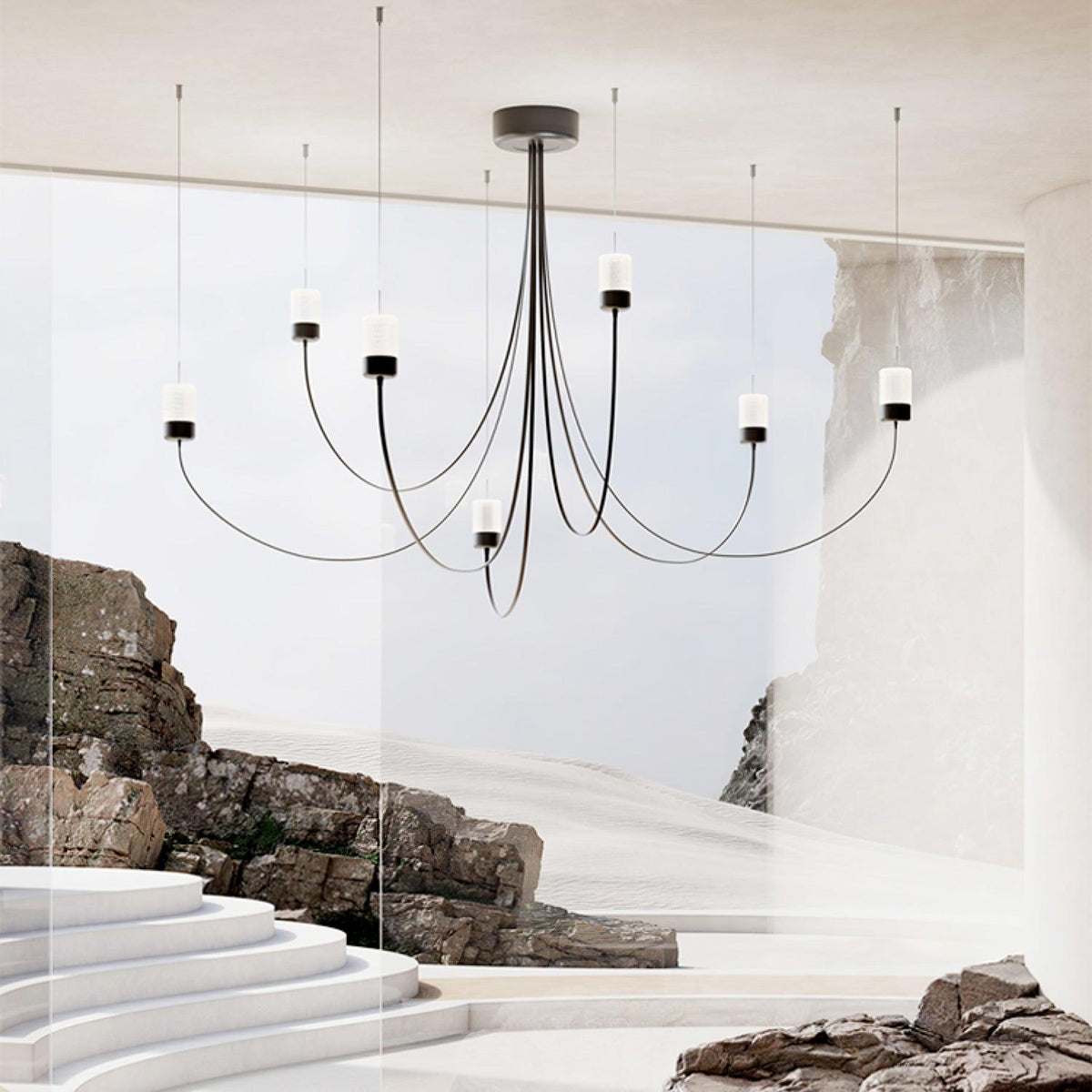Candeeiro de teto em vidro com elegância oscilante Veluaria