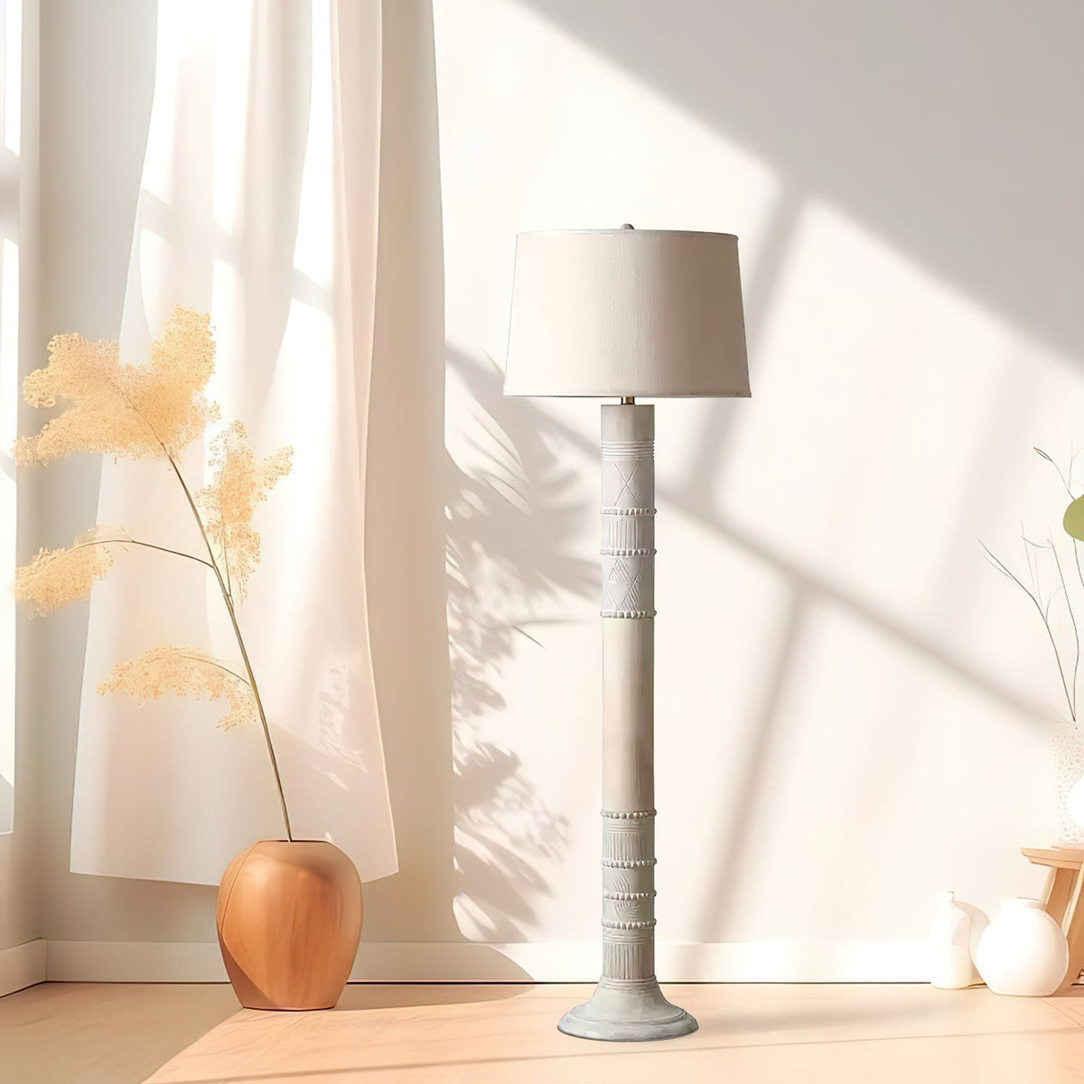 Eldon rustik gulvlampe i træ