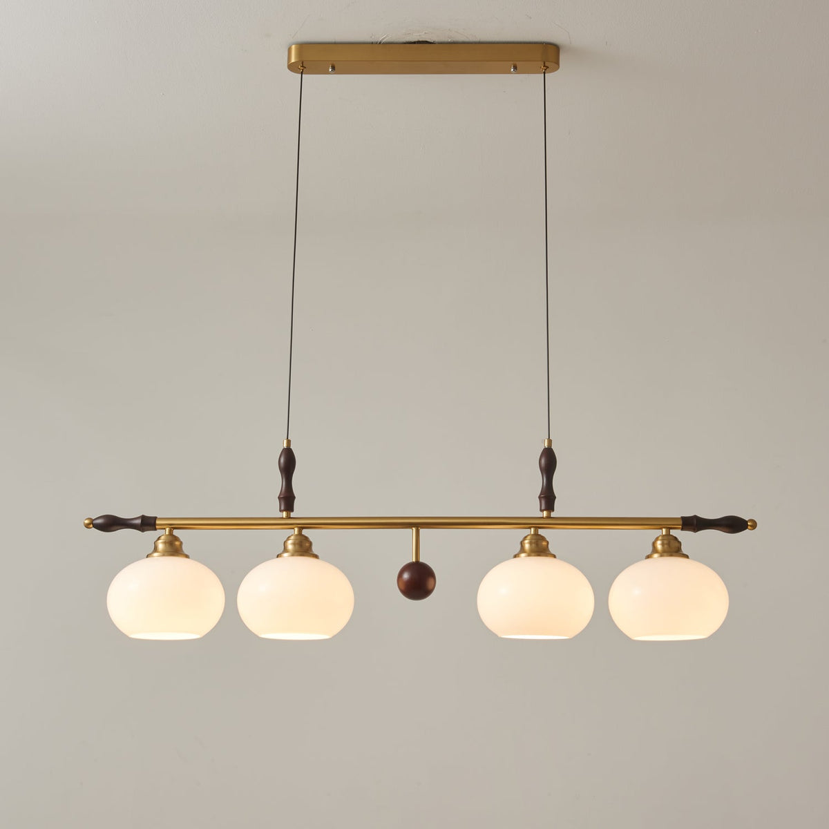 Runell Eksklusiv elegant traditionel pendellampe i træ og glas