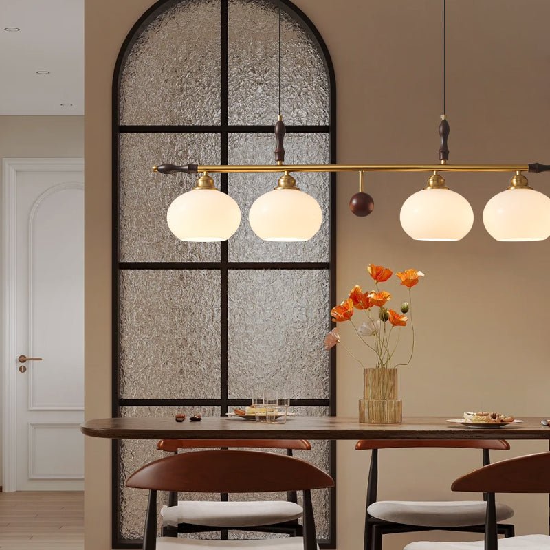 Runell Eksklusiv elegant traditionel pendellampe i træ og glas