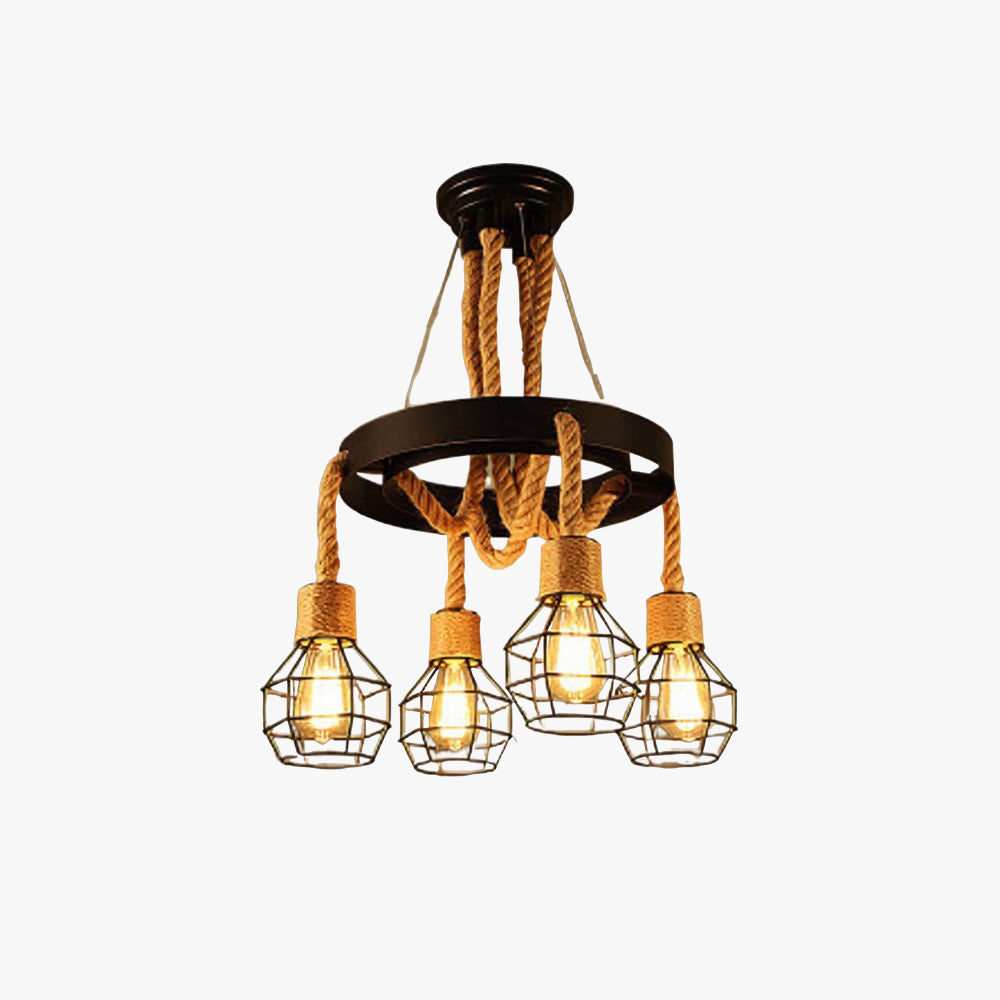 Epoch Retro Industrial Globe Chandelier Black Metal Bar/Living Room