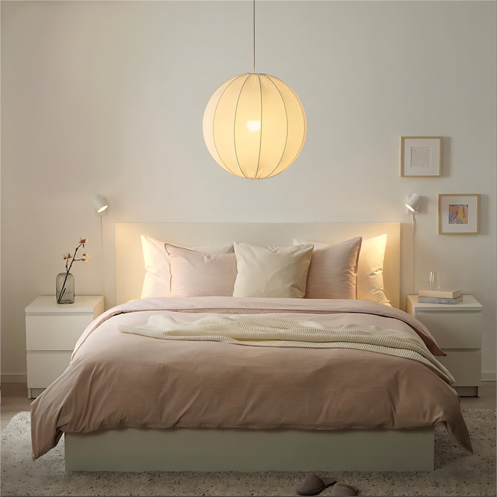 Ritta moderne minimalistisk kugleformet pendellampe i metal/tekstil, hvid