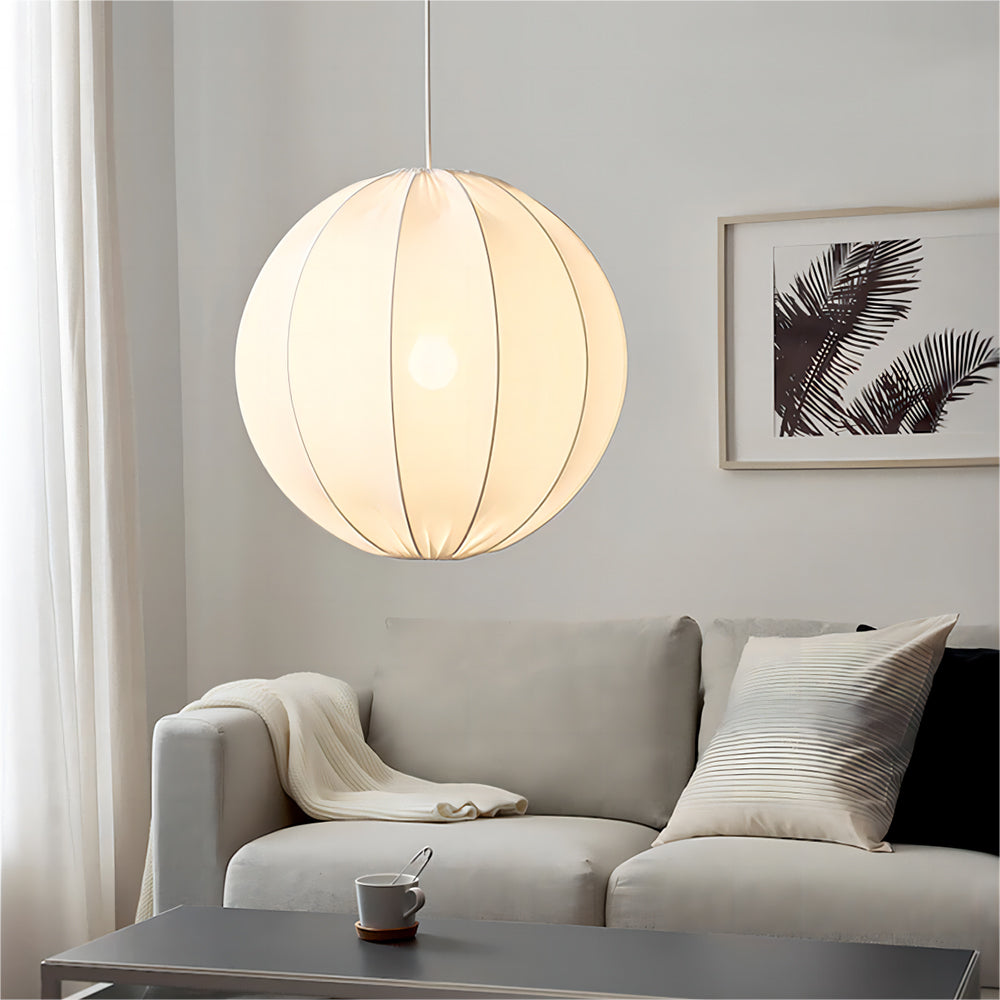 Ritta moderne minimalistisk kugleformet pendellampe i metal/tekstil, hvid
