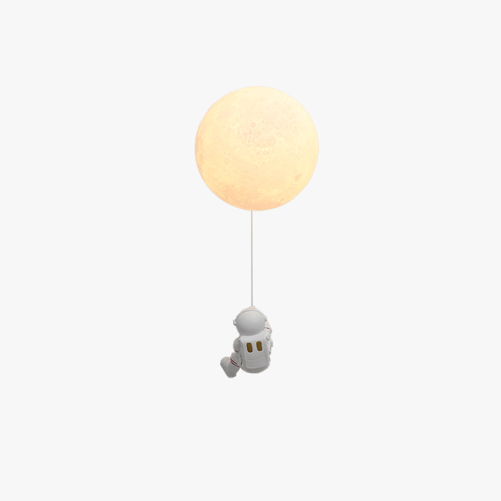 Candeeiro de parede interior LED moderno Aria Moon em resina branca, quarto infantil