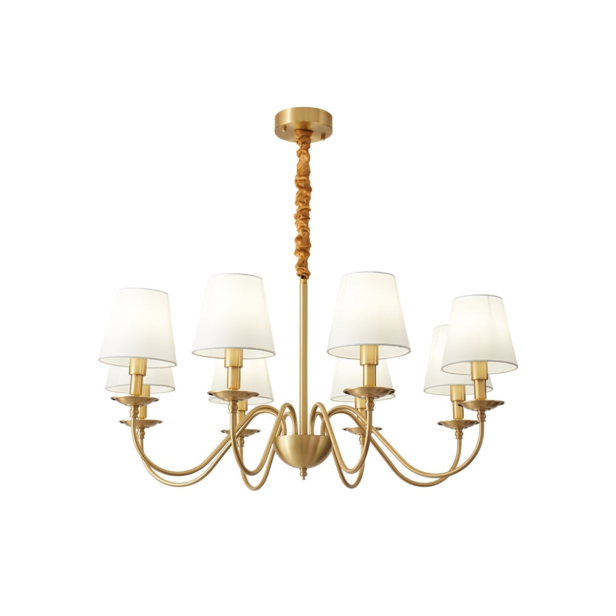 Silva vintage-tyylinen LED-messinkinen metallinen riippuvalaisin useilla kangasvarjostimilla makuuhuoneeseen ja olohuoneeseen