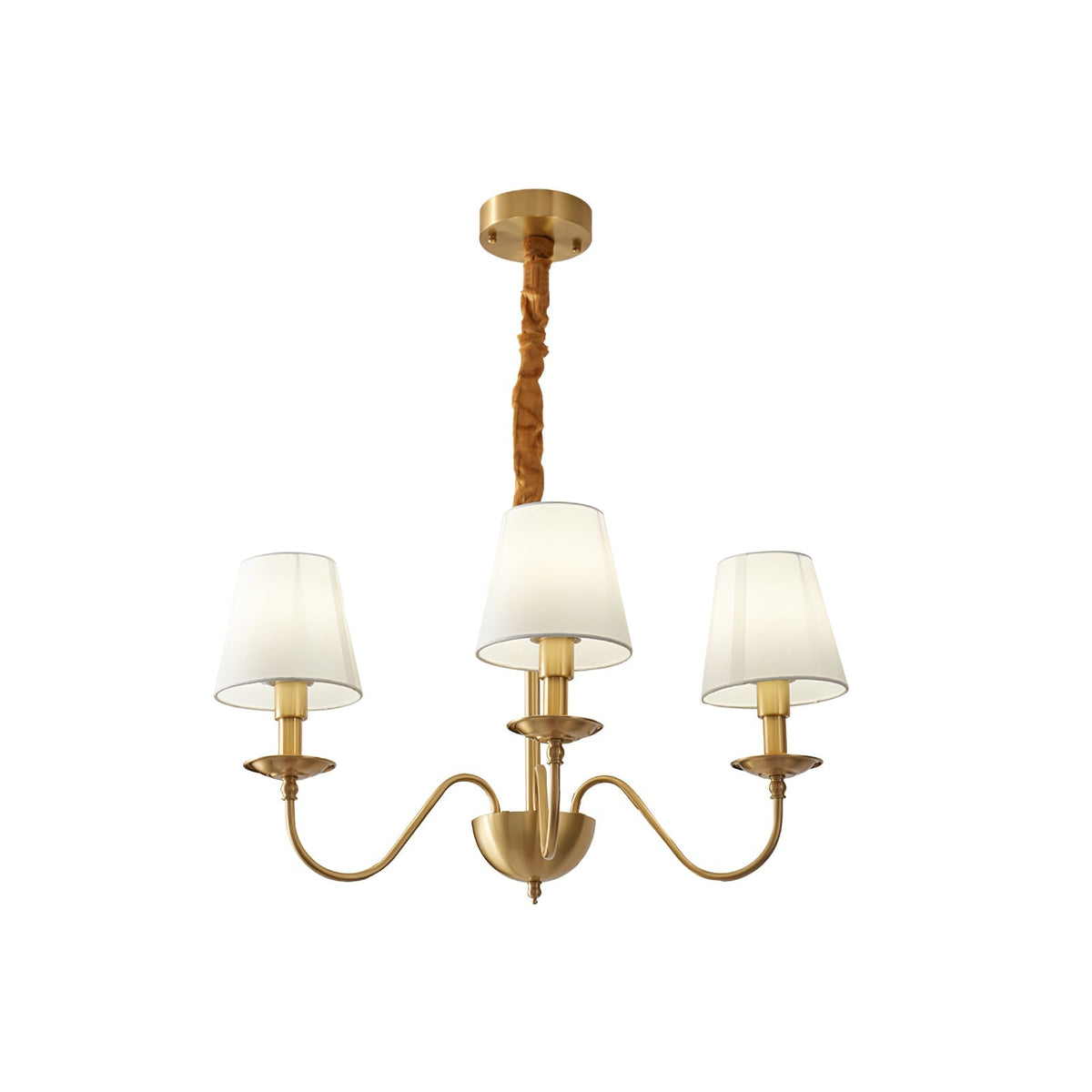 Silva vintage-tyylinen LED-messinkinen metallinen riippuvalaisin useilla kangasvarjostimilla makuuhuoneeseen ja olohuoneeseen