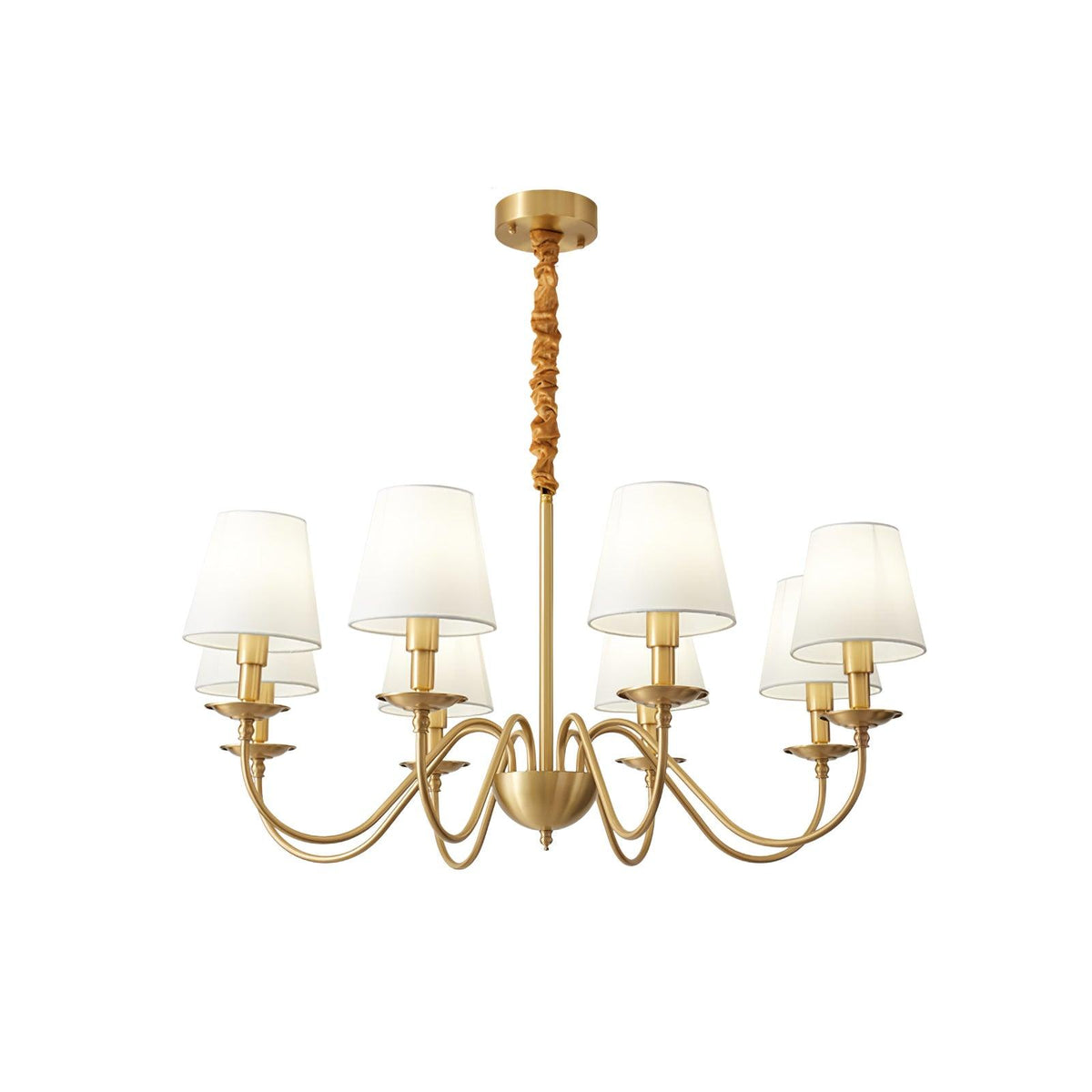 Candeeiro de lustre clássico Auruora em latão com cúpula de tecido