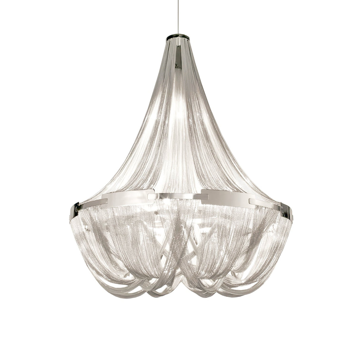 Candelabro com borlas e corrente de alumínio Zylen