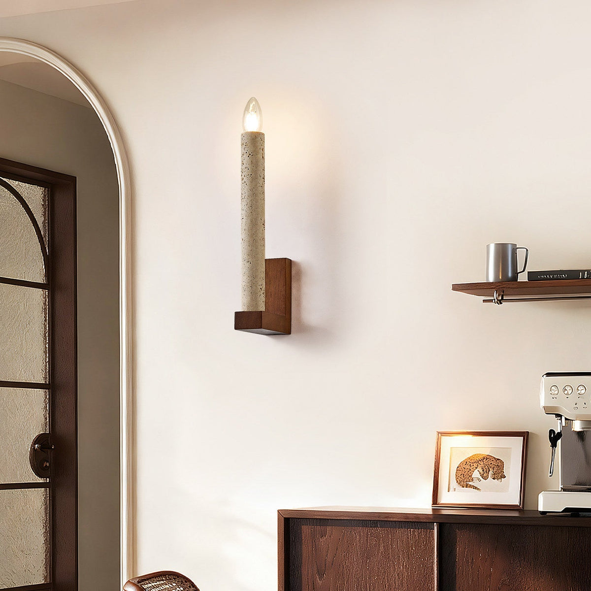 Marius Travertine Candle -seinävalaisin