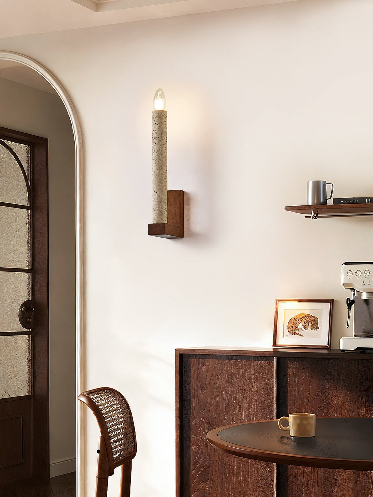 Marius Travertine Candle -seinävalaisin