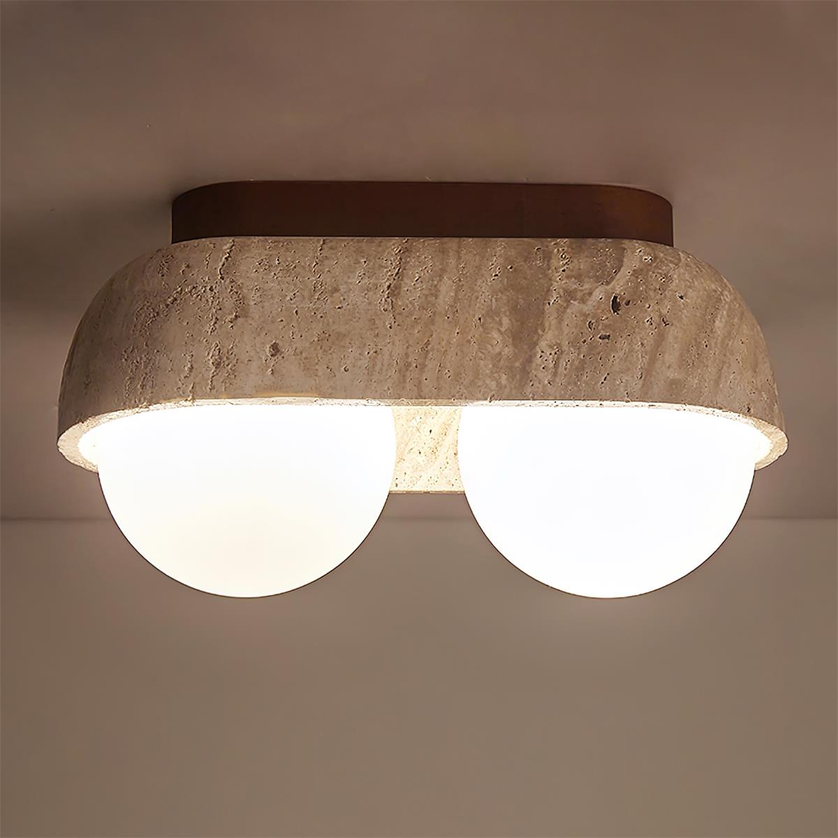 Norelina rektangulær loftslampe i travertin