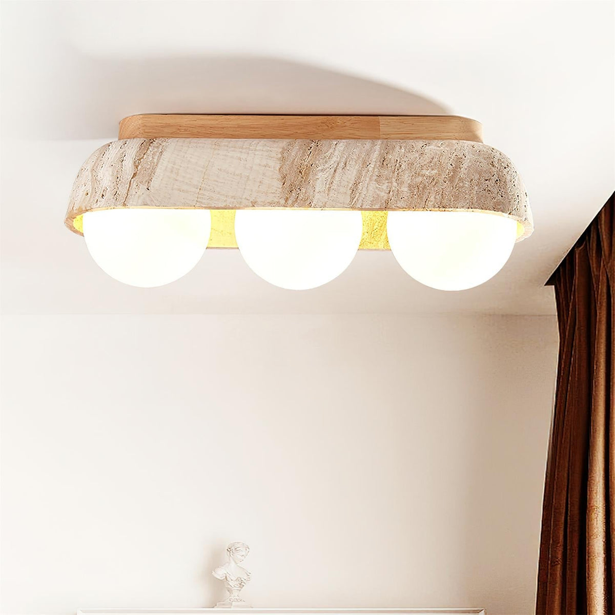 Norelina rektangulær loftslampe i travertin