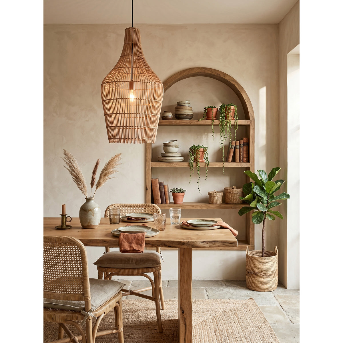 Canerielle-pendel i rattan