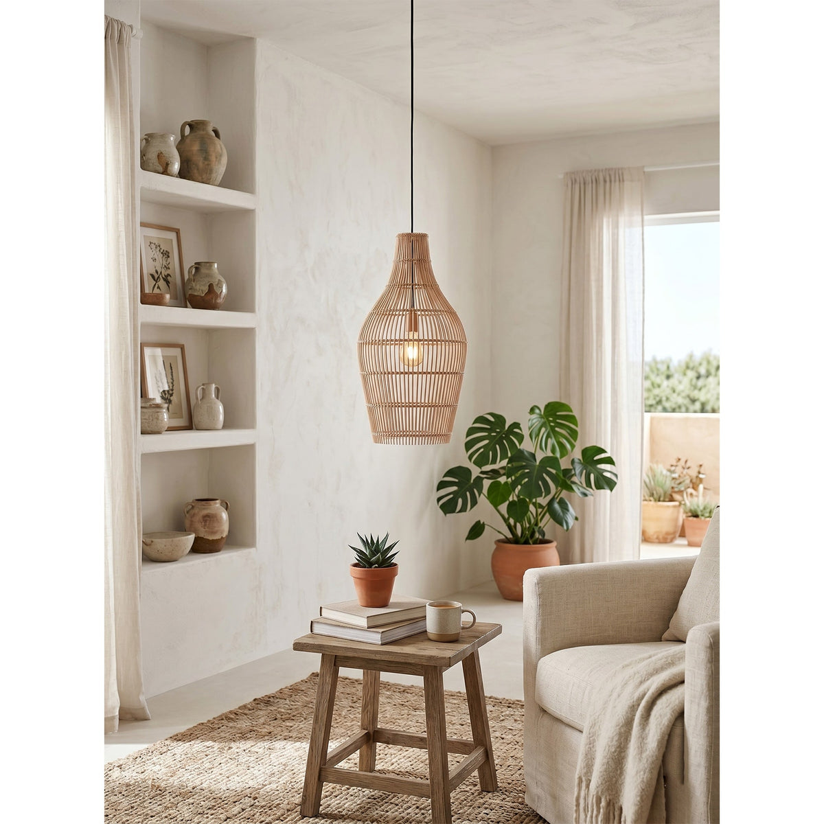 Canerielle-pendel i rattan