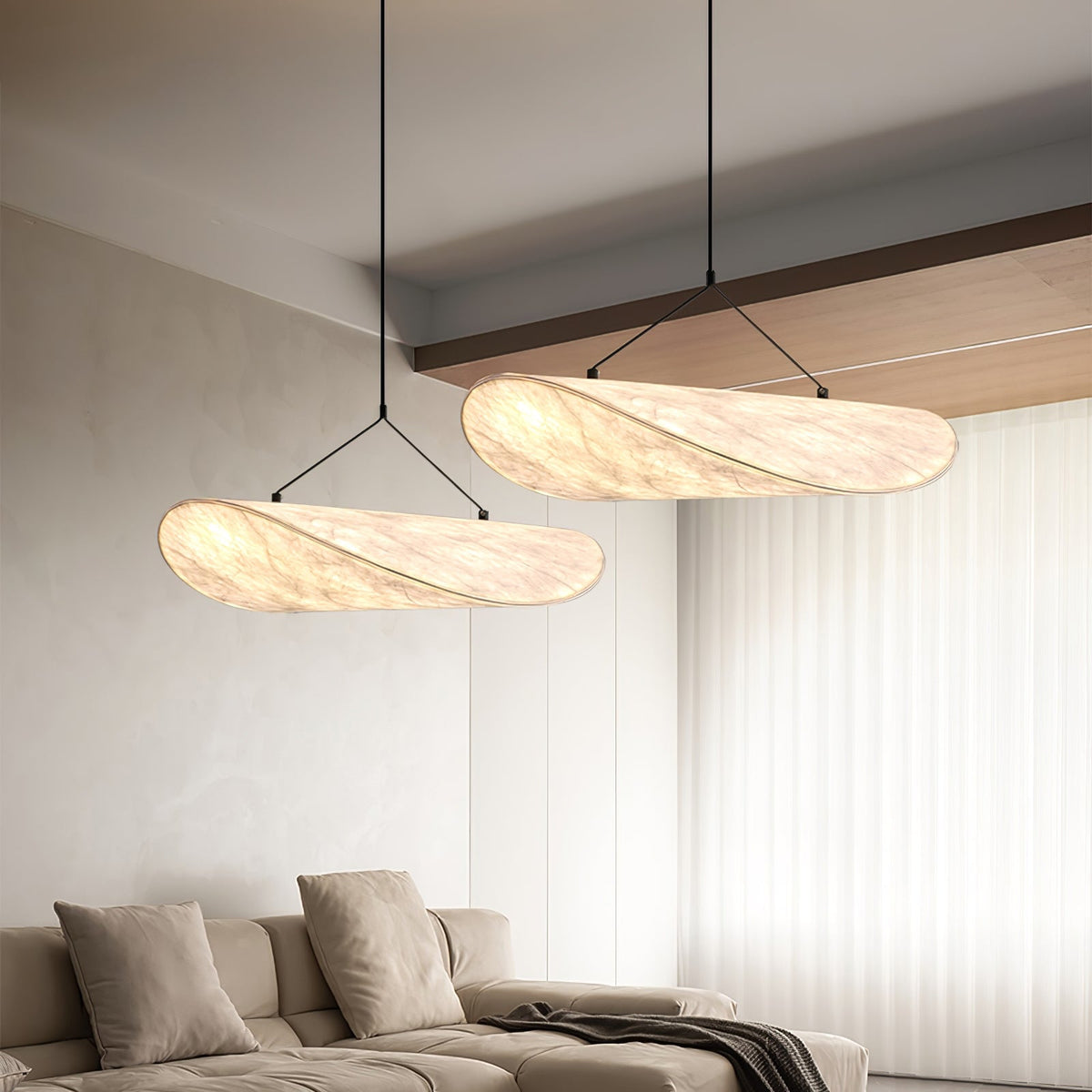 Candeeiro suspenso Twist contemporâneo com cabo decorativo