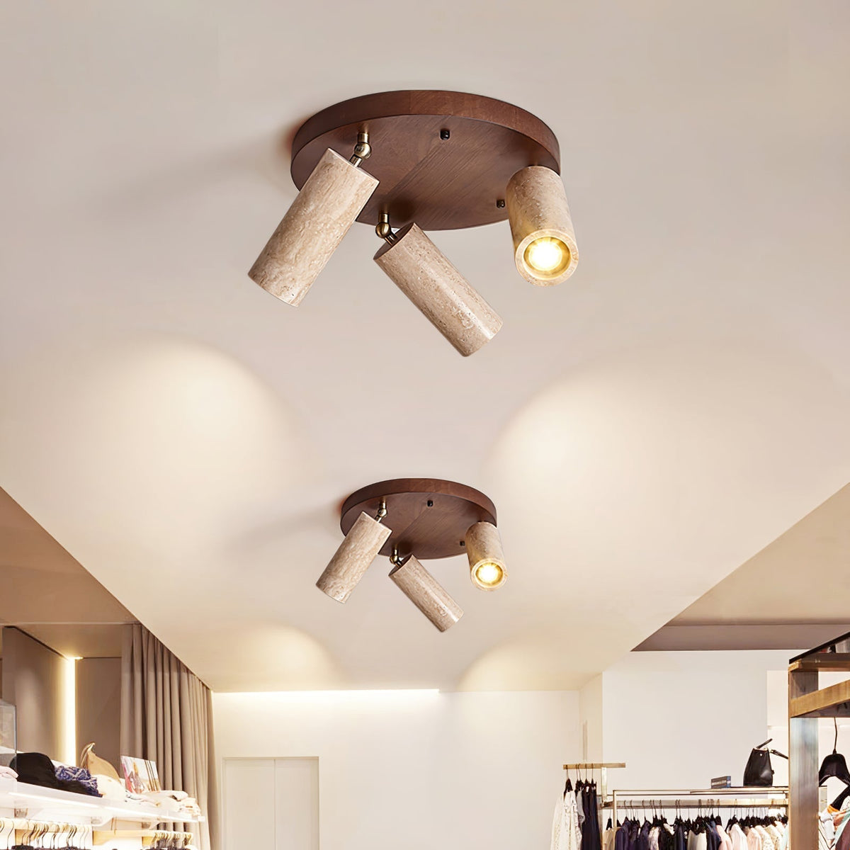 Zevenion-loftlampe i travertin med flere arme