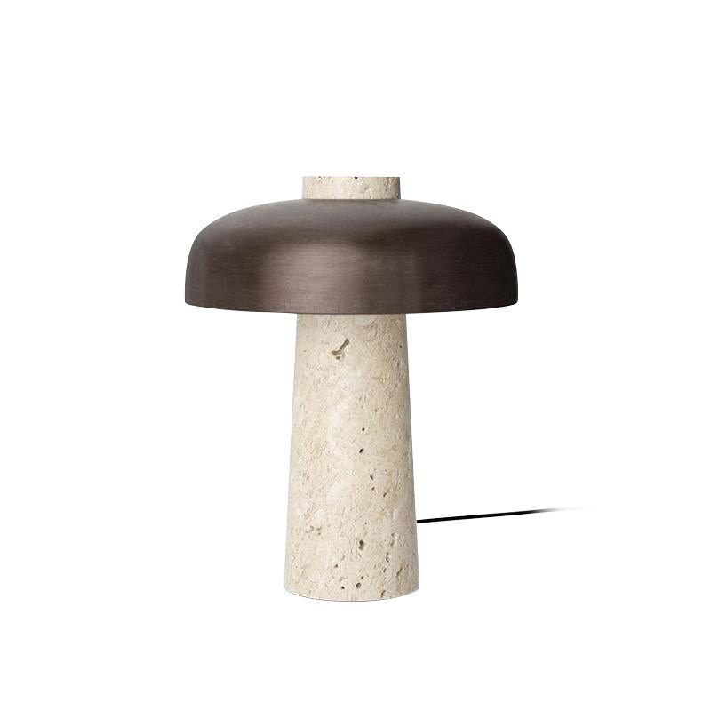 Tavivira svampeformet travertinbordlampe