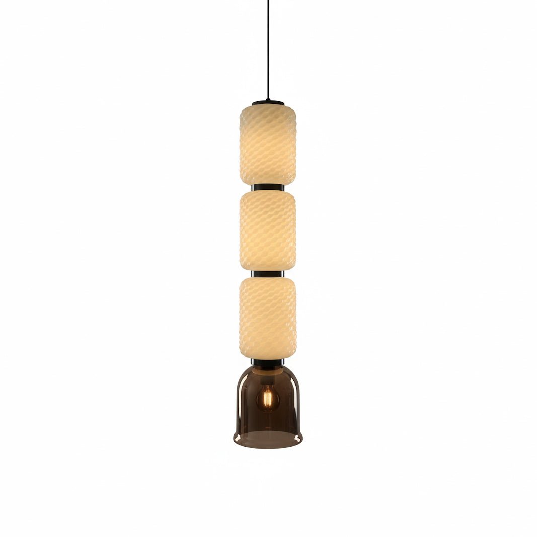 Calveris pendellampe i struktureret lagdelt glas