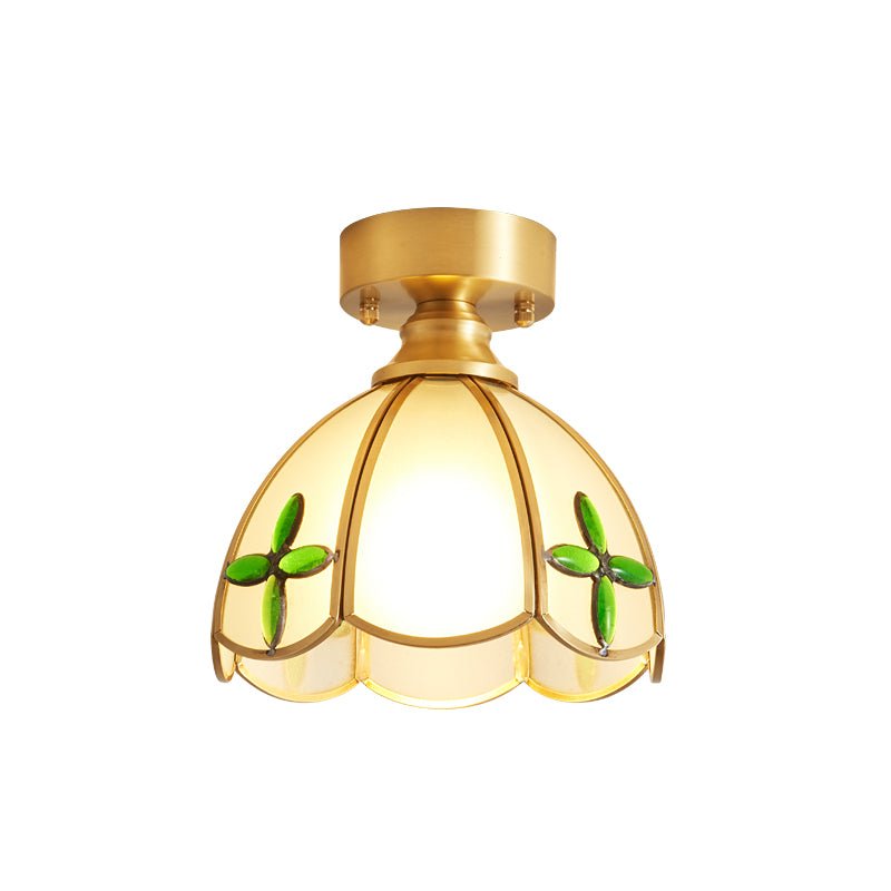 Revely vintage-loftslampe med blomster i farvet glas