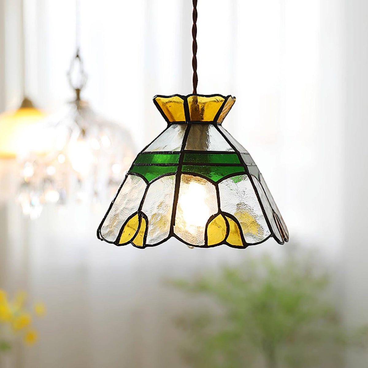 Coriva Pendant Light Stained Glass Mid-century