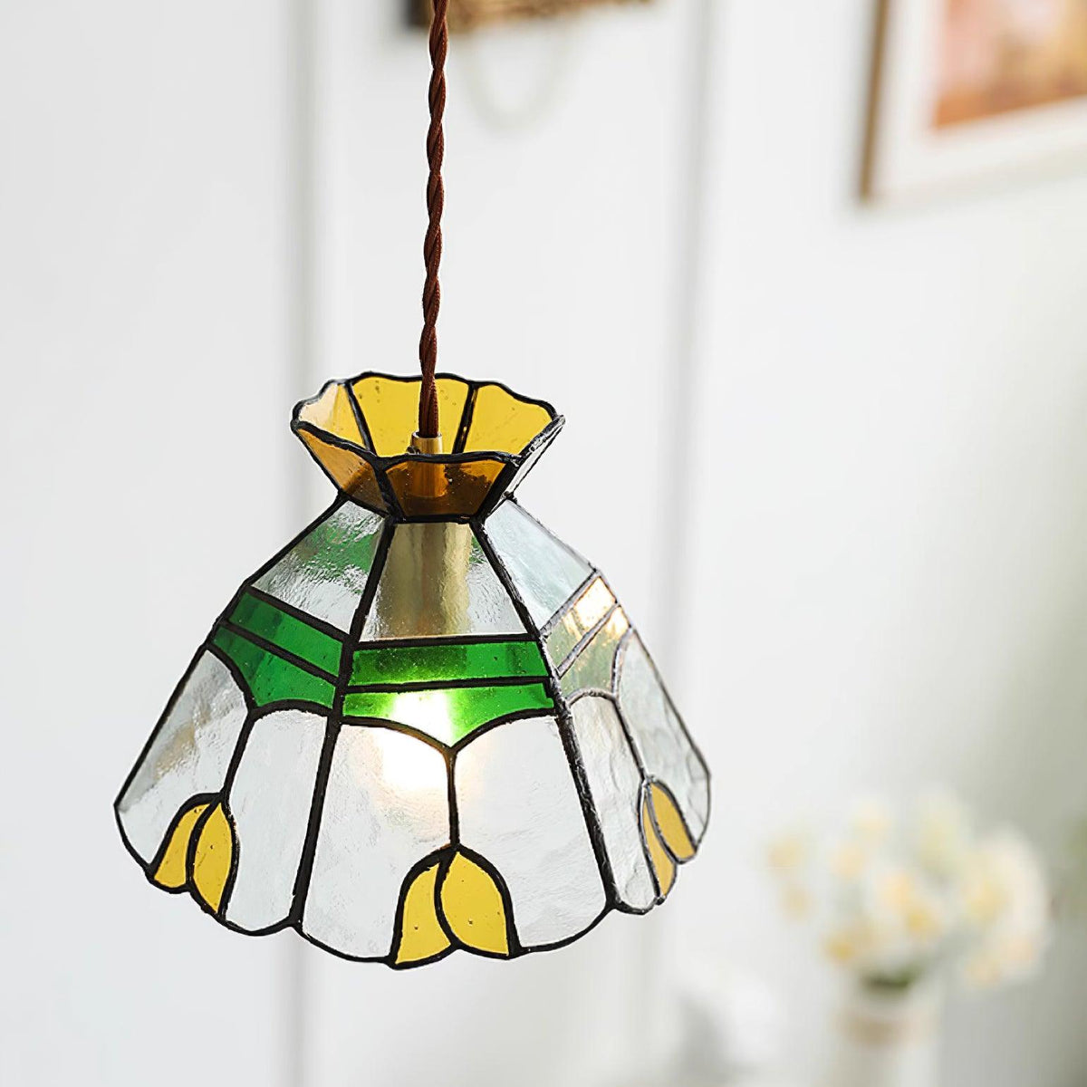 Coriva Pendant Light Stained Glass Mid-century