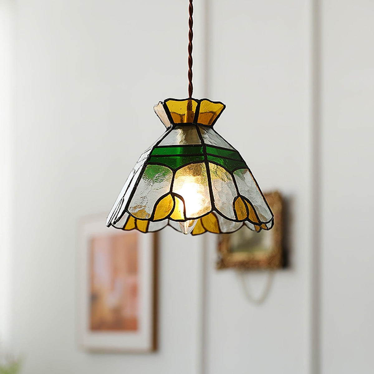Coriva Pendant Light Stained Glass Mid-century
