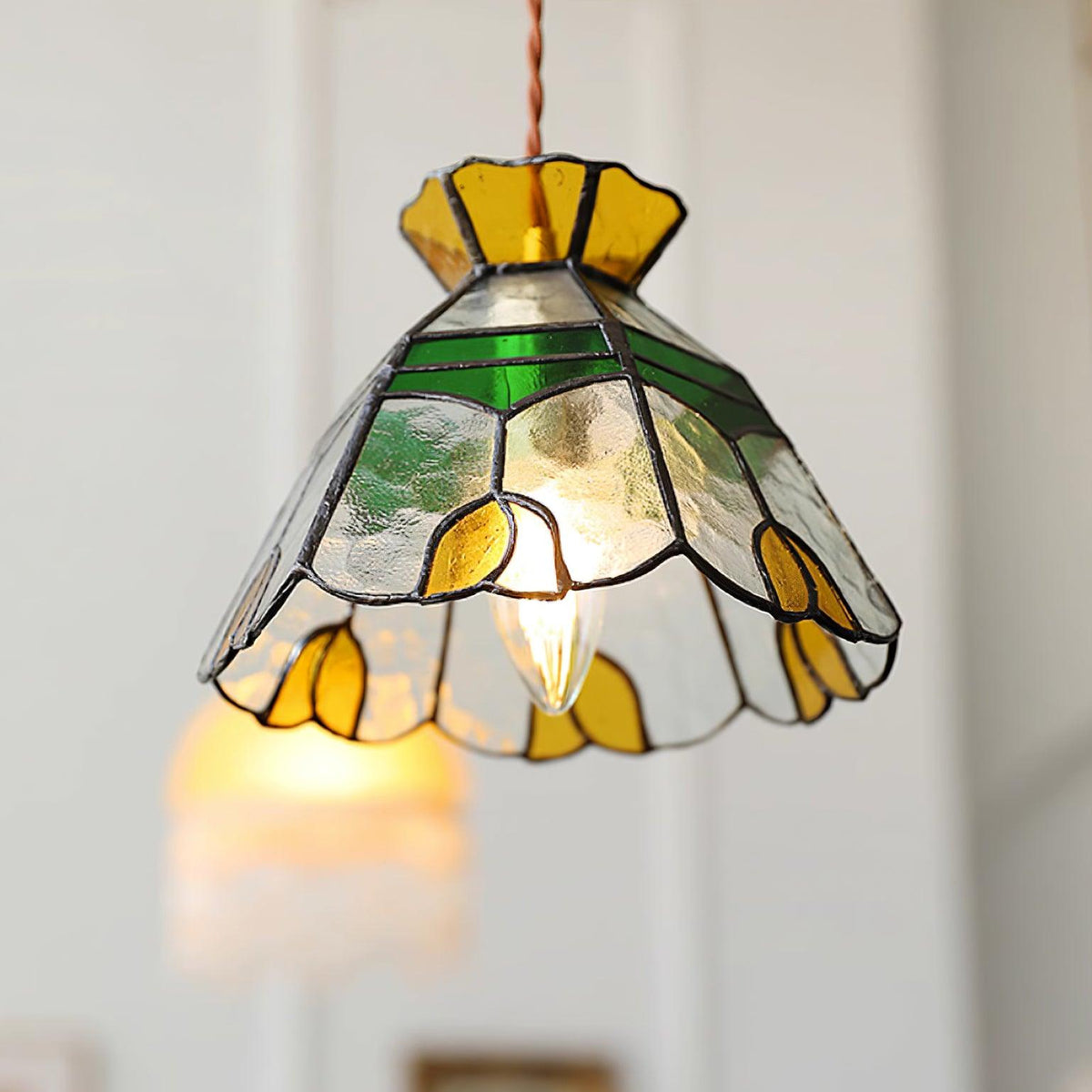 Coriva Pendant Light Stained Glass Mid-century