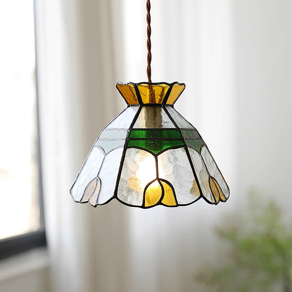 Coriva Pendant Light Stained Glass Mid-century